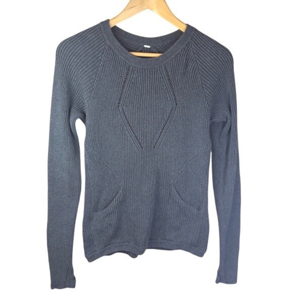 Lululemon The Sweater‎ The Better Size 8 Gray Long Length Thumbholes Pockets